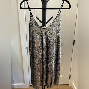 NWT Zara silver sequin dress